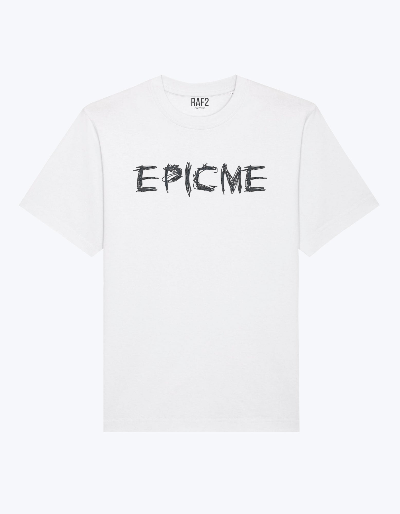 Camiseta oversize blanca con bordado EPICME en negro