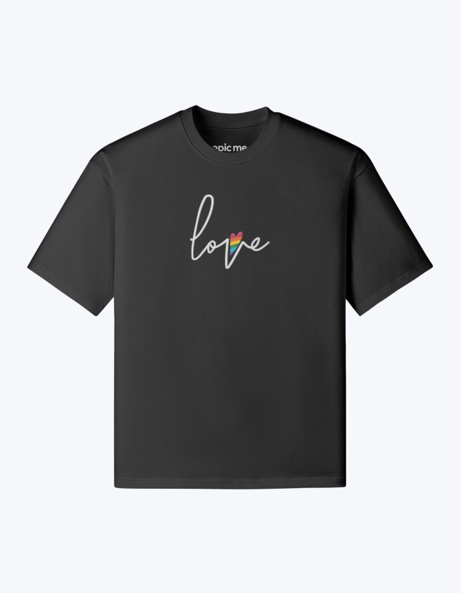 Love Pride Oversize Tee – Multicolor Embroidery