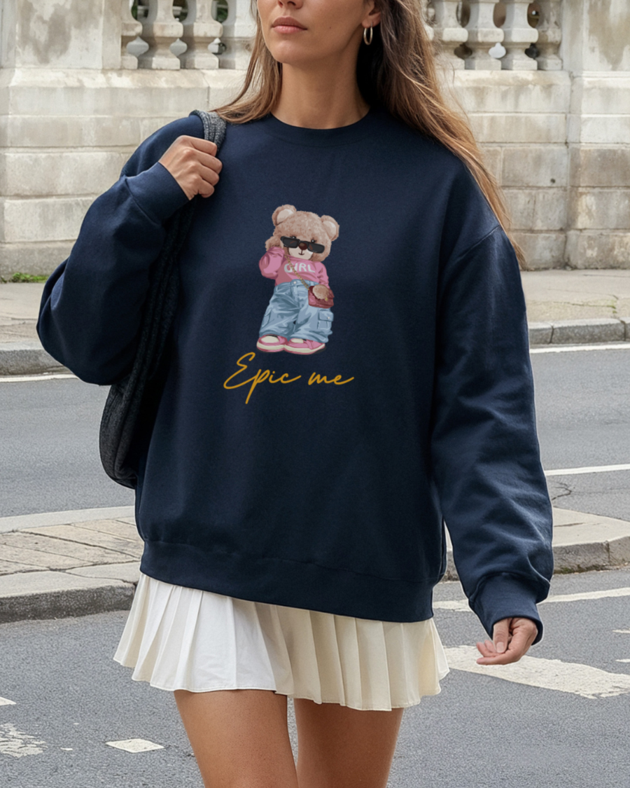 Bear Epic Me Navy Crew Sweatshirt – Organic Cotton