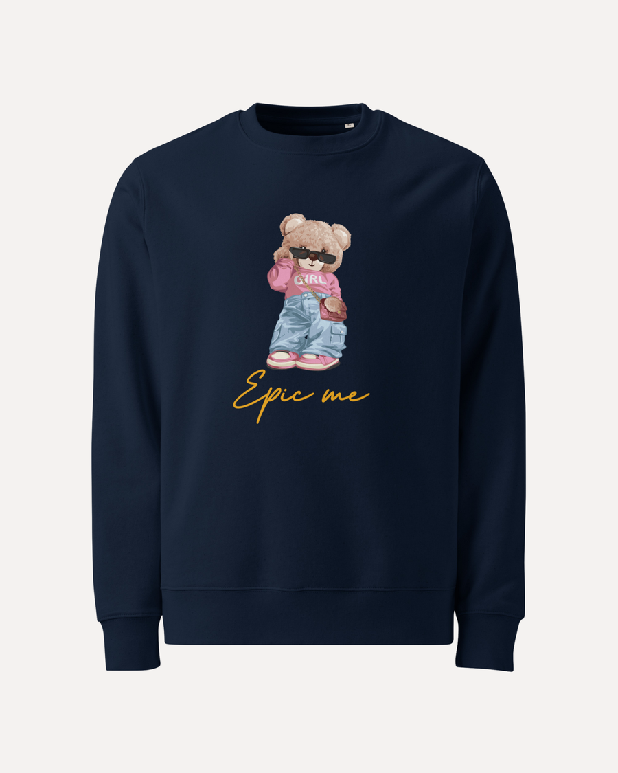 Sudadera sin capucha azul marino Bear Epic Me – Algodón orgánico
