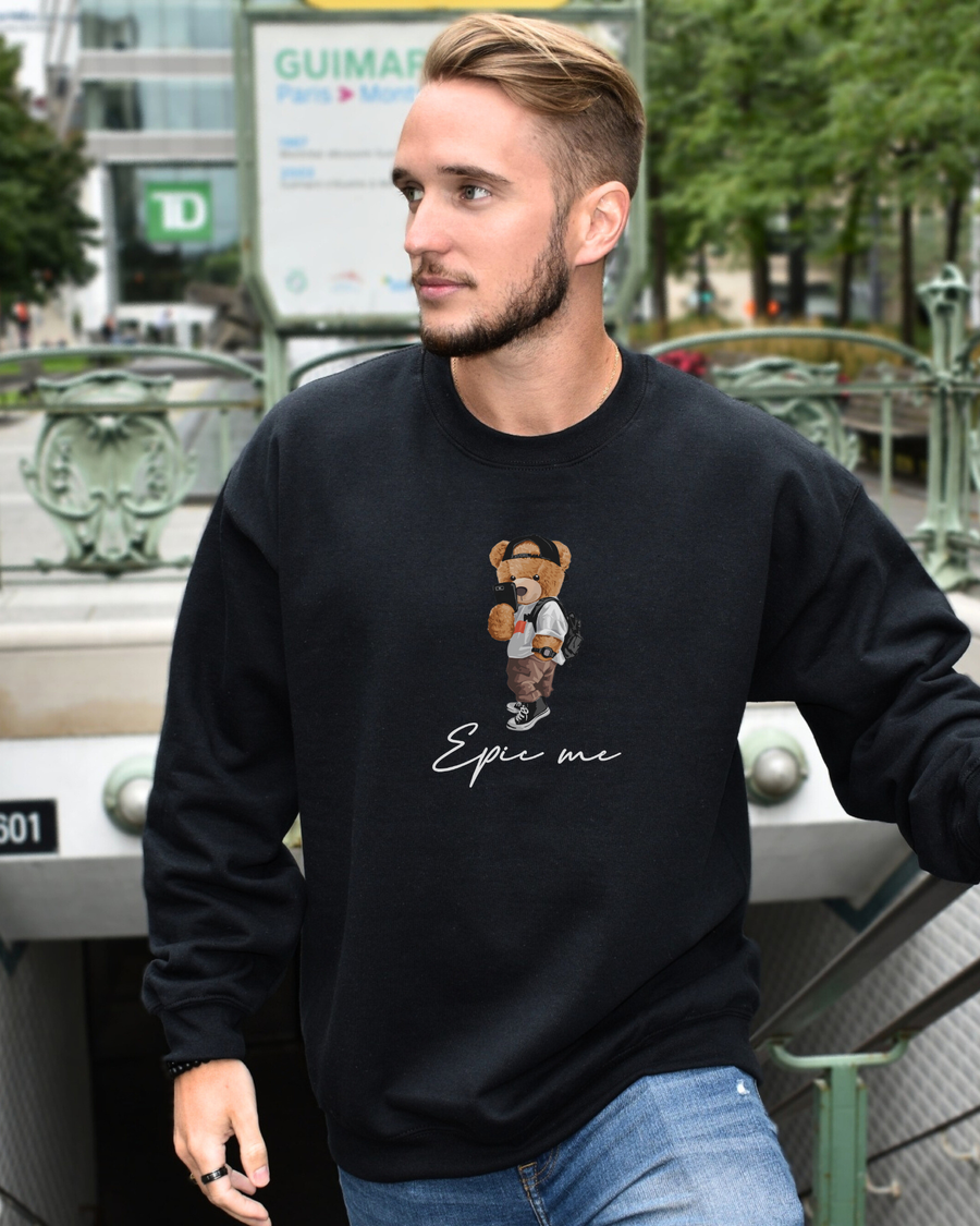 Sudadera Sin Capucha Negra Epic Me Bear