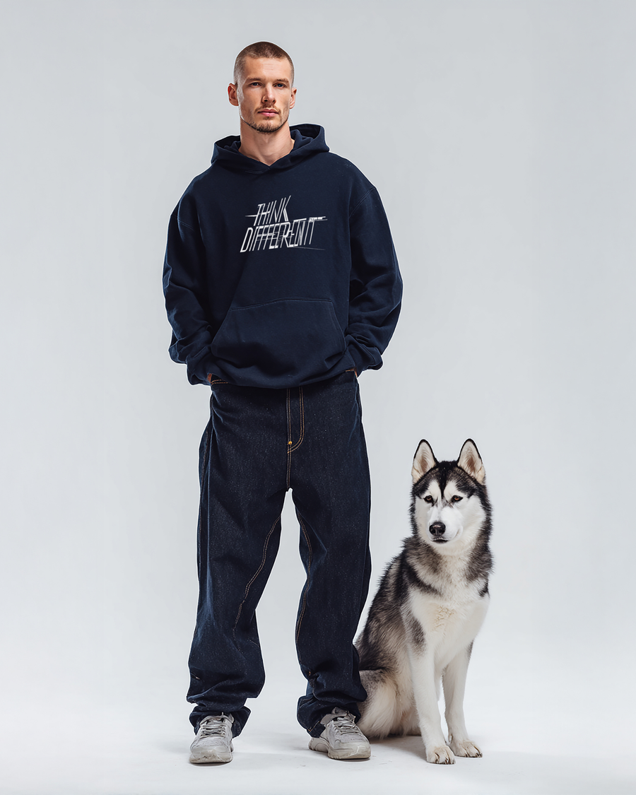 Sudadera Con Capucha Azul Marino Think Different