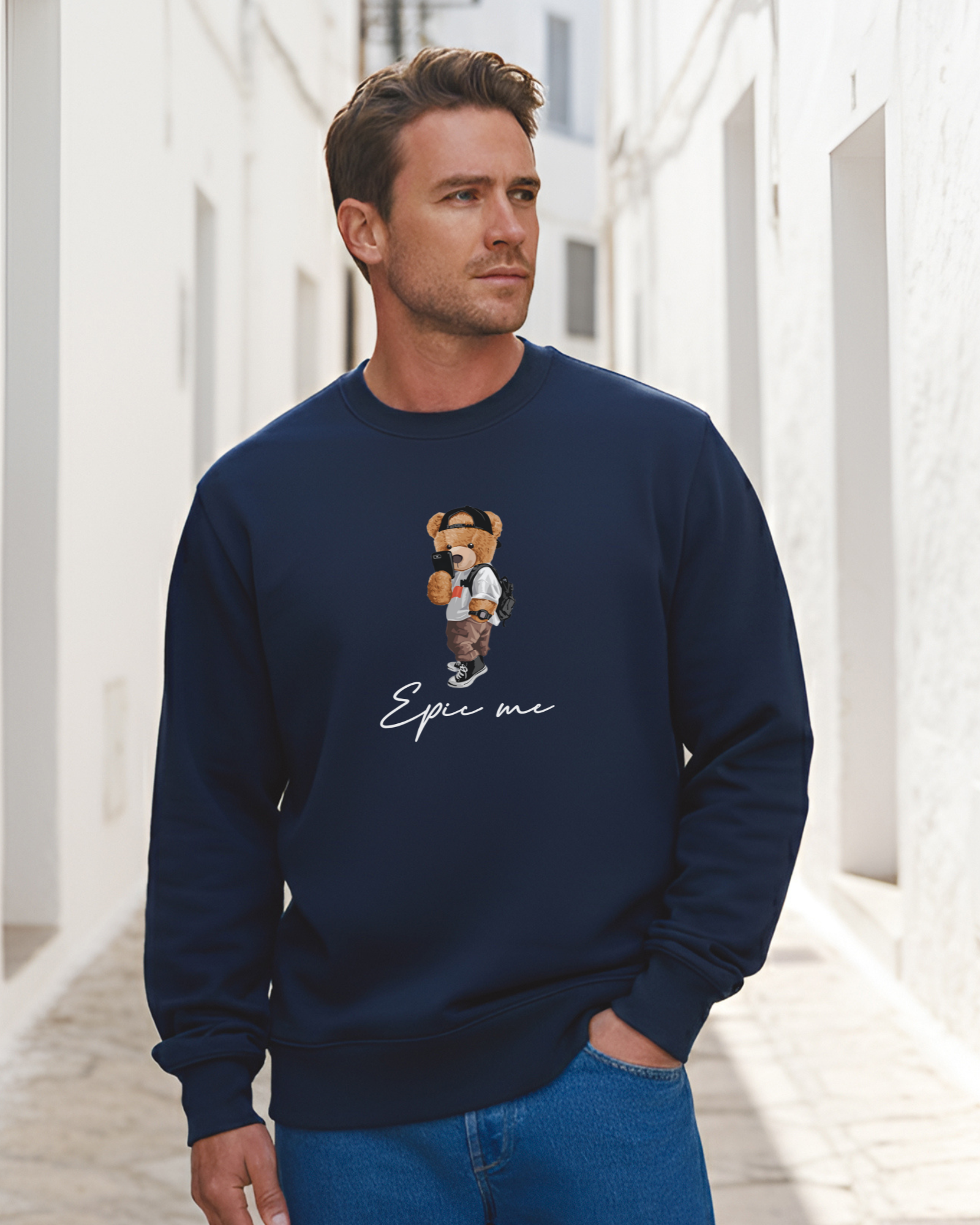 Sudadera Sin Capucha Azul Marino Epic Me Bear