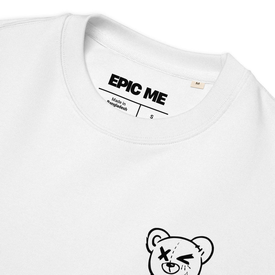 Detalle estampado Teddy Epic Me en sudadera sin capucha blanca