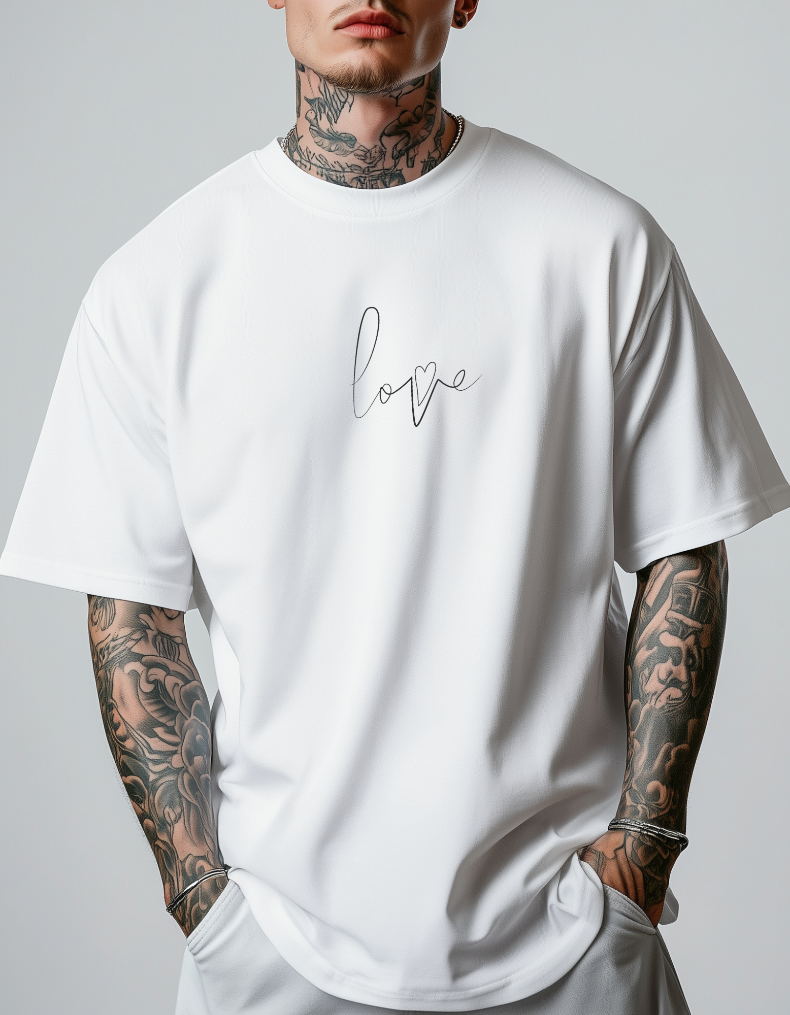 Camiseta oversize blanca con bordado Love - Epic me