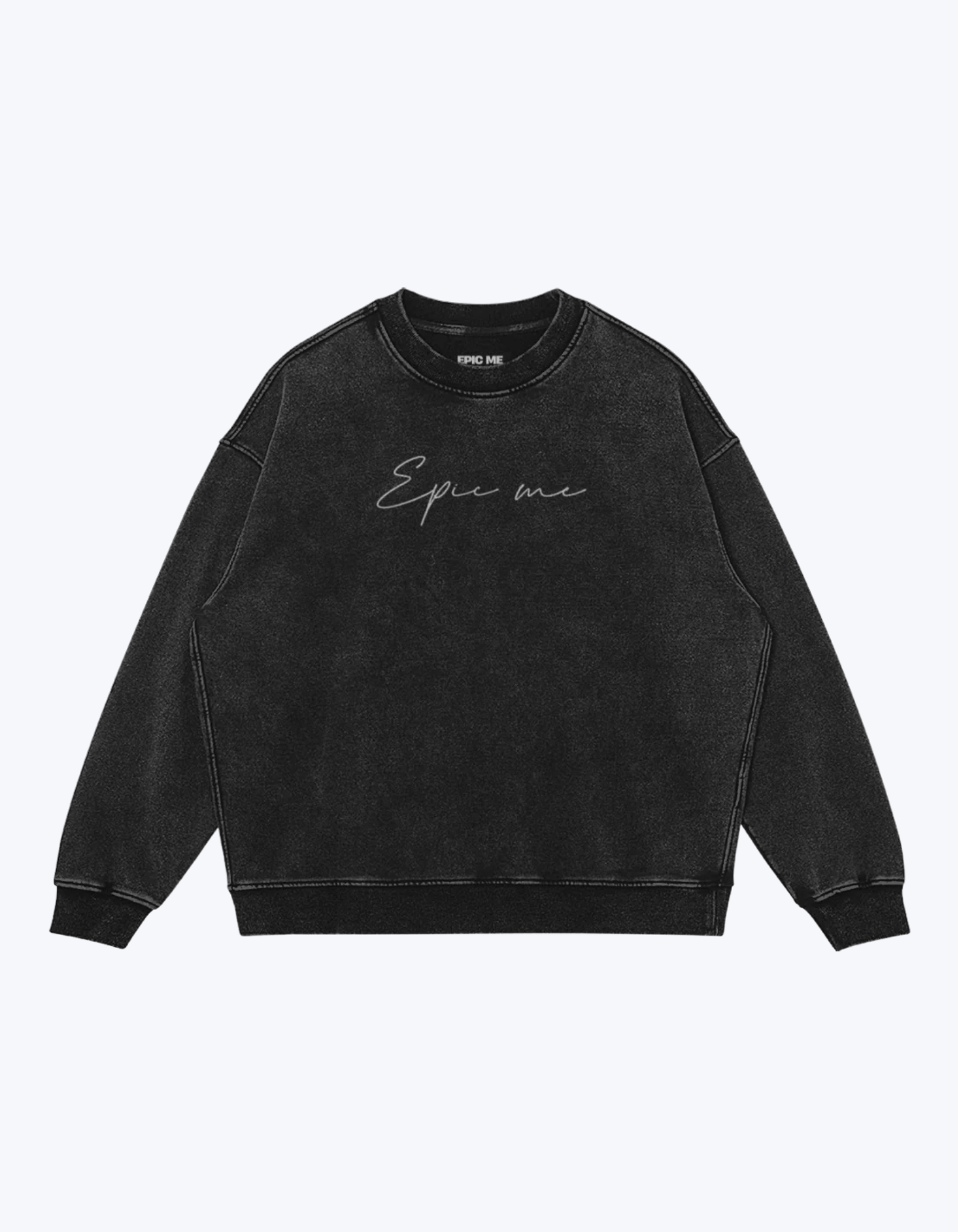 Sudadera oversize hombre vintage negra con bordado Epic Me completa