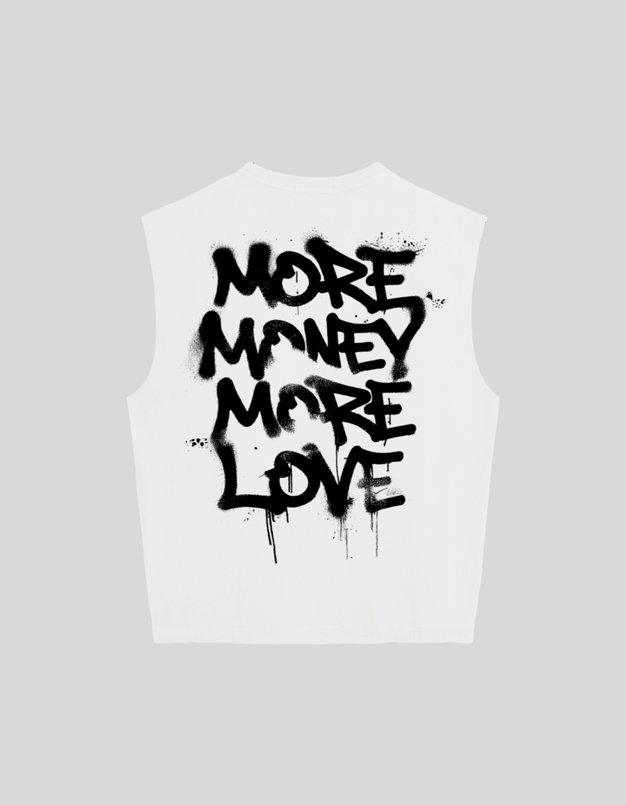Camiseta tank mensaje more money more love graffiti urbano