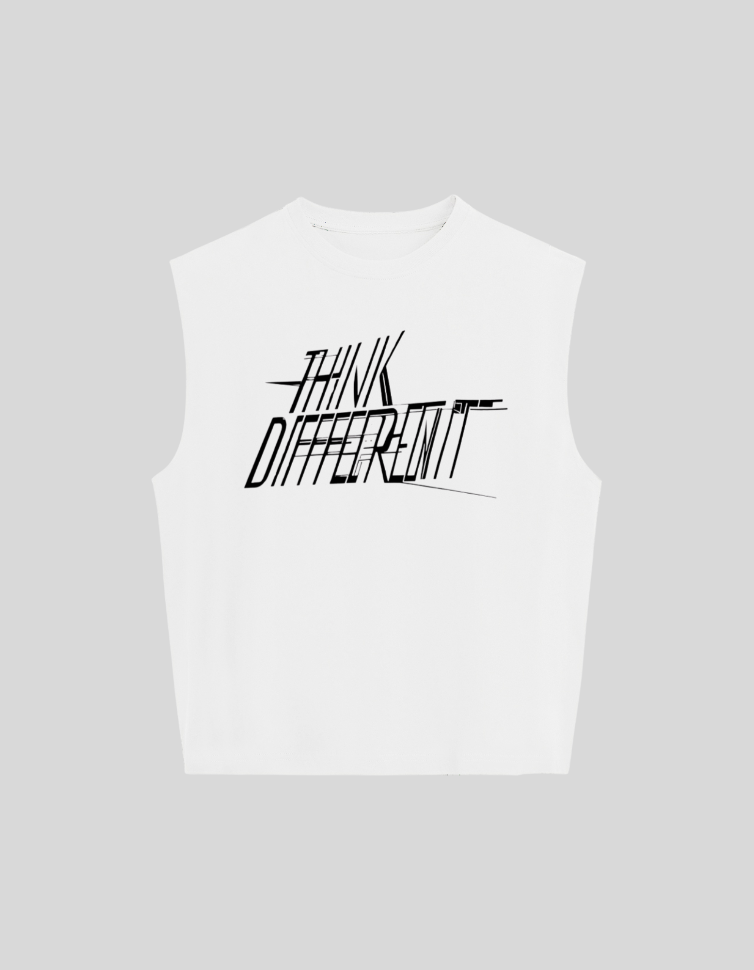 camiseta tank blanca con estampado think different boxy fit