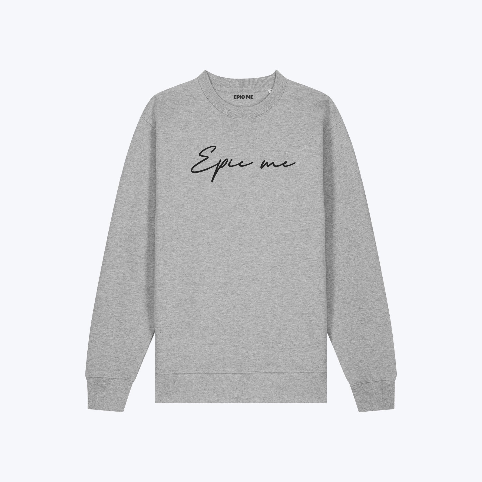 Sudadera sin capucha gris Epic Me algodón orgánico vista frontal