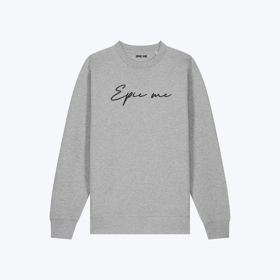 Sudadera sin capucha gris Epic Me algodón orgánico vista frontal