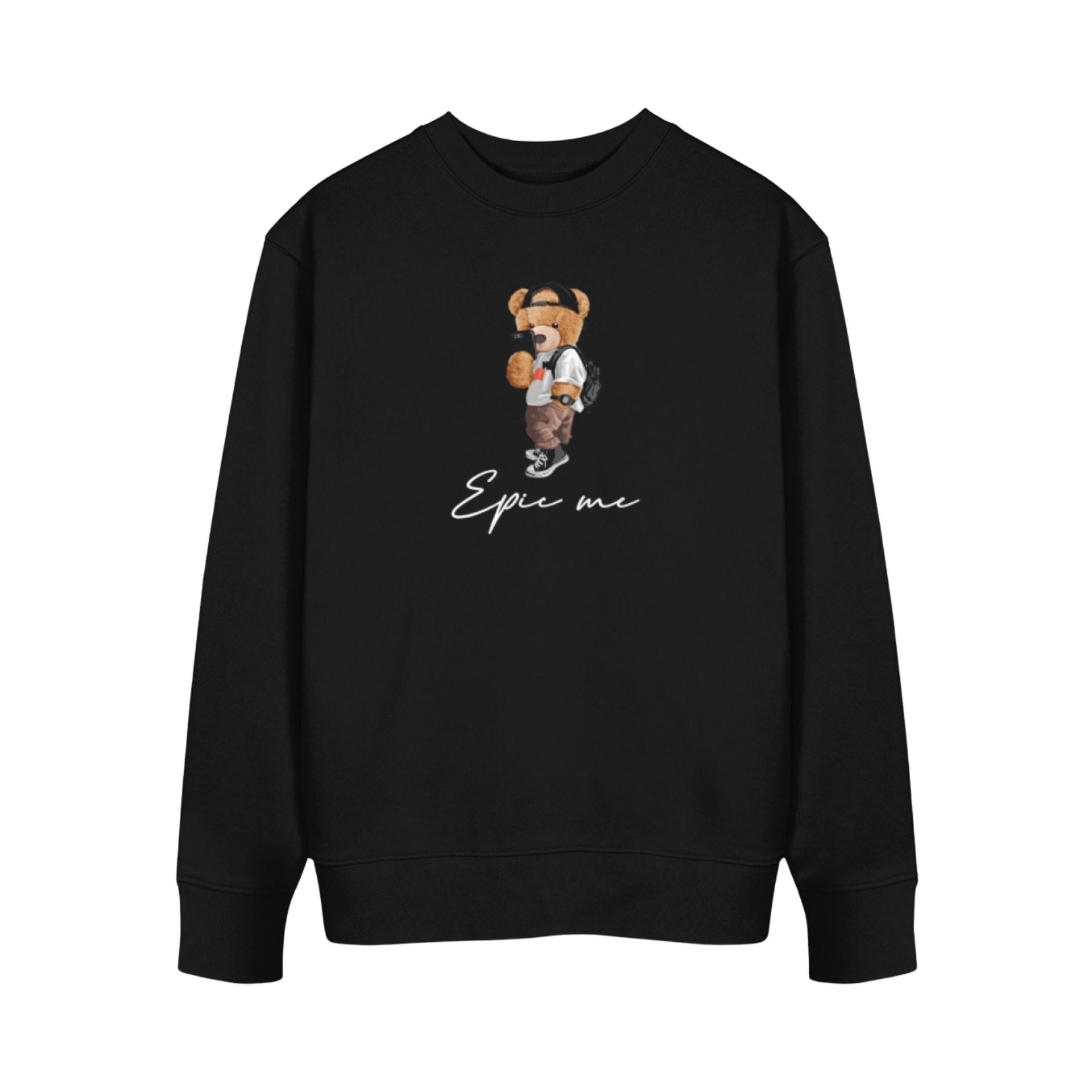 Sudadera sin capucha negra Epic Me Bear – algodón orgánico - Epic me