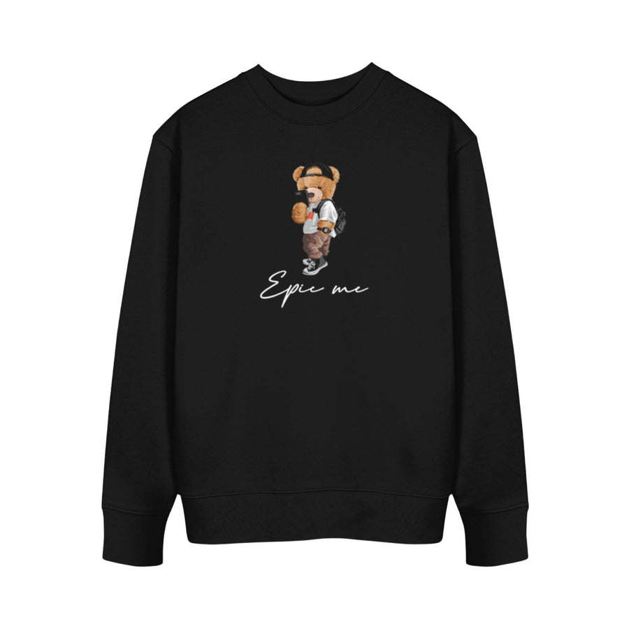 Sudadera sin capucha negra Epic Me Bear – algodón orgánico - Epic me