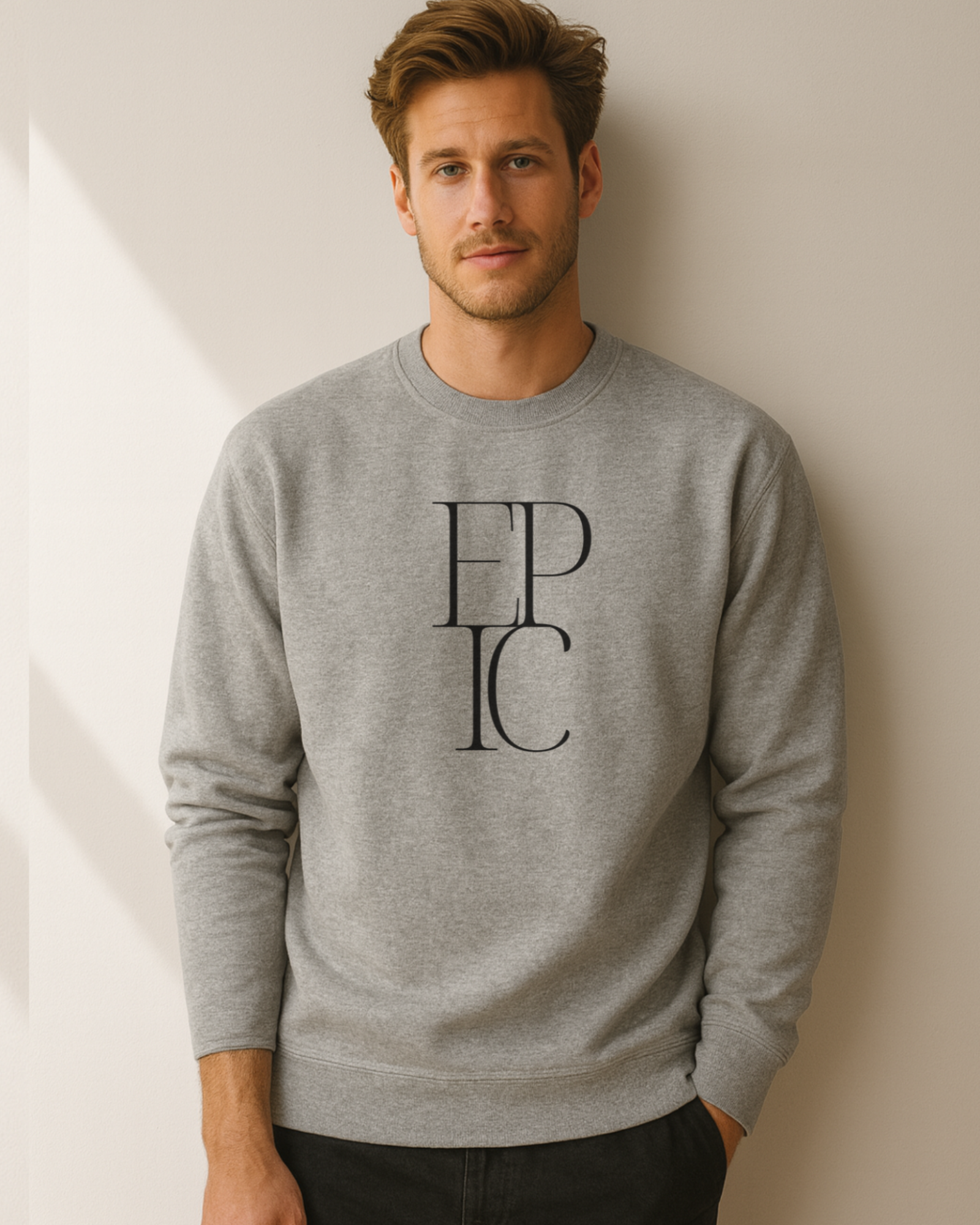 Sudadera gris EPIC sin capucha en algodón orgánico