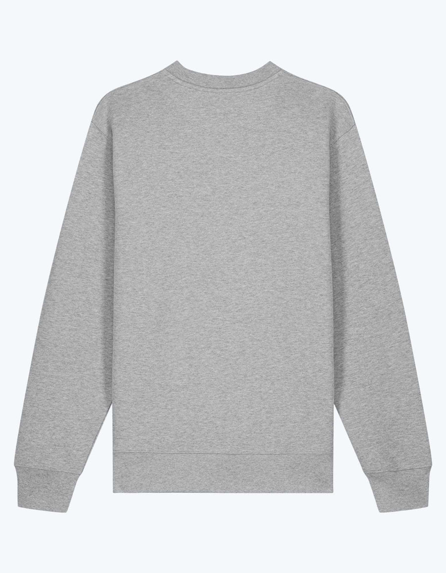 Parte trasera de la sudadera sin capucha gris Teddy Epic Me, diseño liso sin estampado
