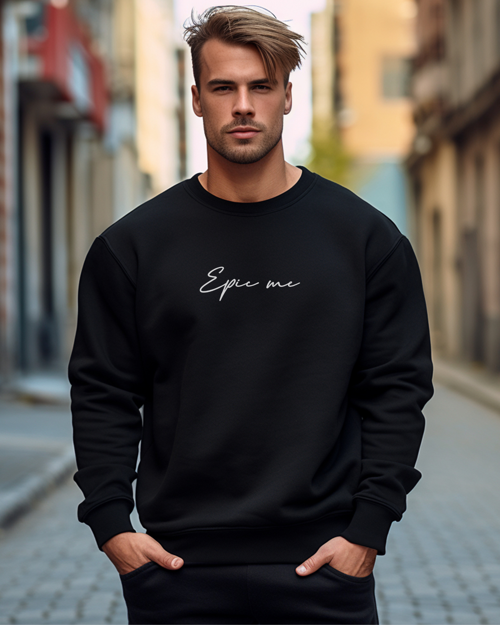 Sudadera sin capucha negra Epic Me en look urbano