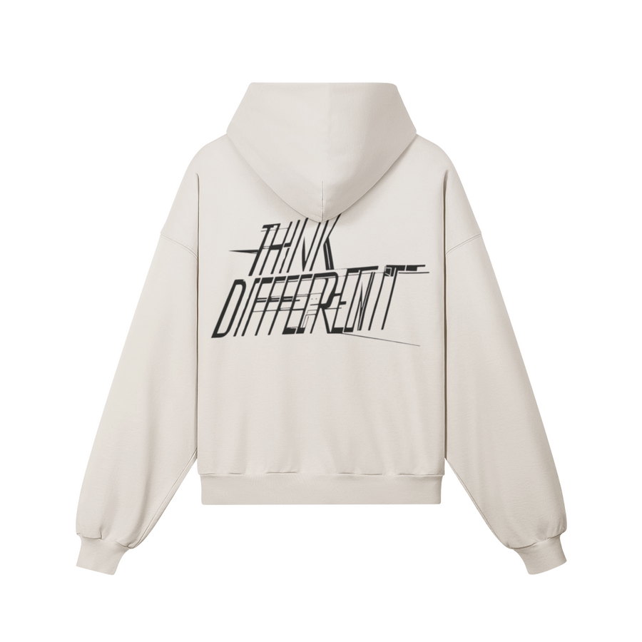 Sudadera Think Different beige EPIC ME vista trasera sin modelo